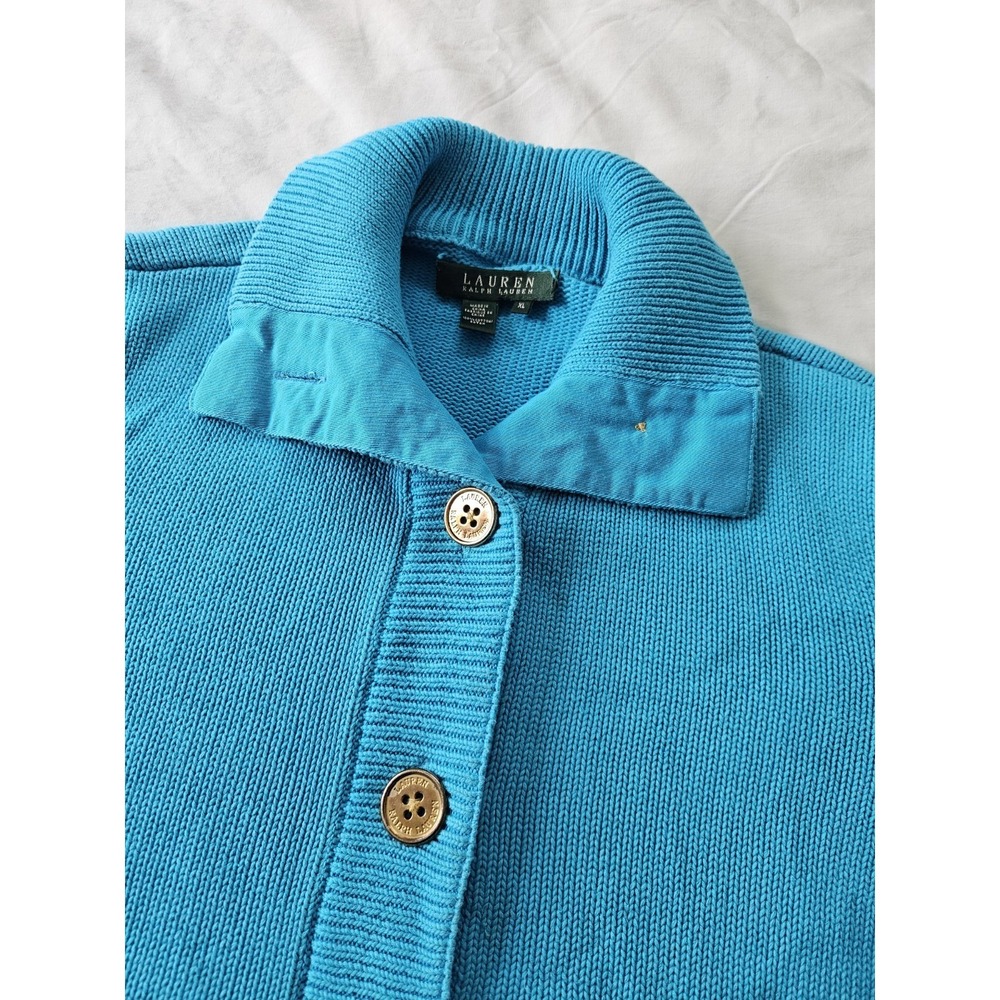 Vintage Lauren Ralph Lauren Cardigan Sweater Women's XL Blue‎ Button-Up